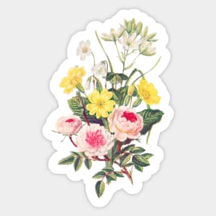 Flower Power -  Flower Bouquet - Hearts - Beautiful Flowers - Vintage Sticker